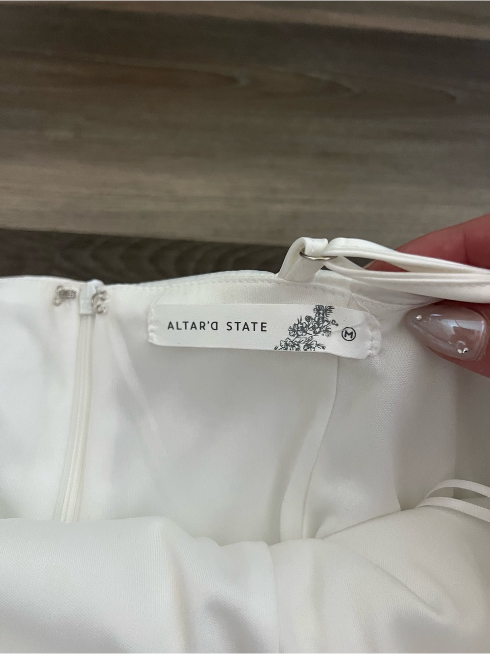 Altar'd State Ivory Satin Mini Dress with Spaghetti Straps - Picture 4 of 5